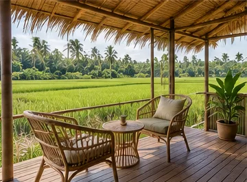 Veranda over the paddy fields